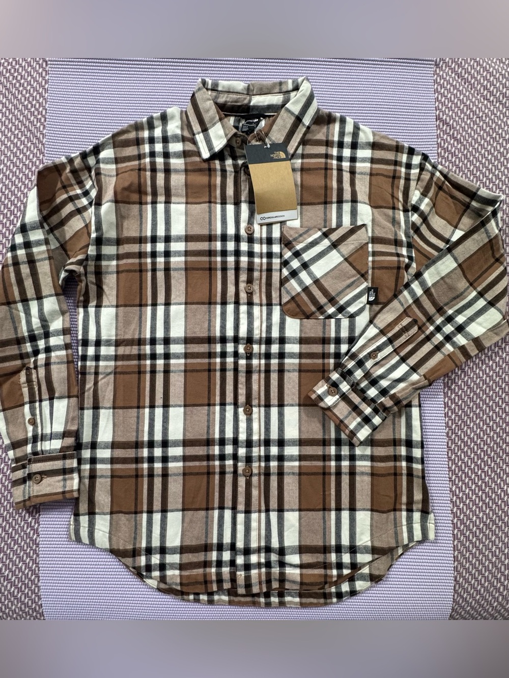 NWT The North Face Junction Woven Shirt Latte Half Dome Plaid Size S